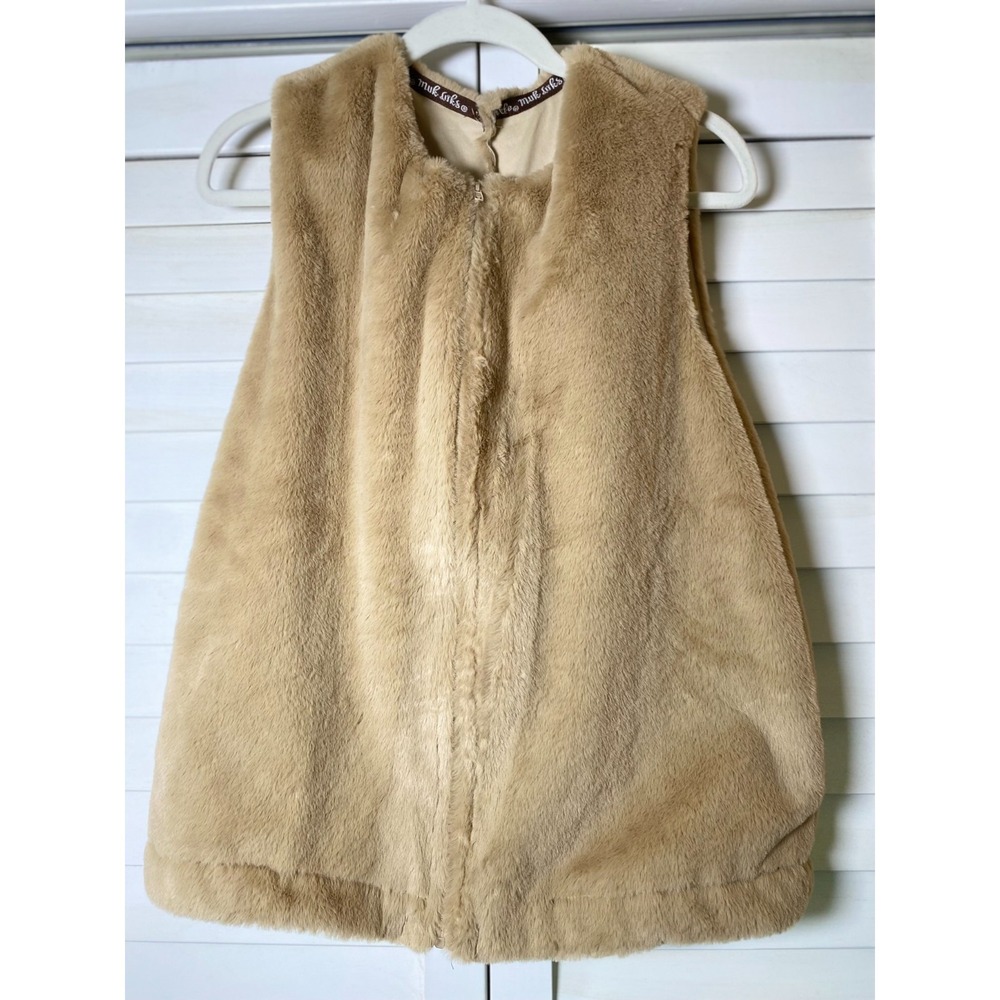 Muk Luks Women Light Brown Faux Fur Vest, Mobwife, Date Night, Boho, Luxe | Lrg